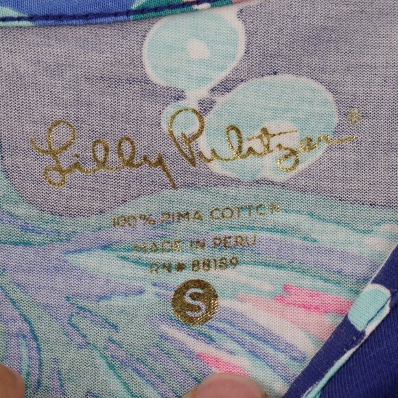 Lilly Pulitzer Marlowe Dress Womens Small Going Coastal True Blue Fish Boatneck - Picture 3 of 10